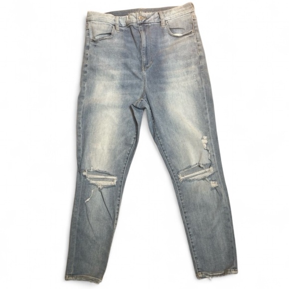 American Eagle Outfitters Blue Skinny Jeans Distressed Next Level Stretch - Picture 1 of 7